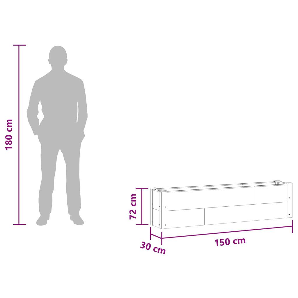 Raised Garden Bed Black 150 X 30 X 36 Cm