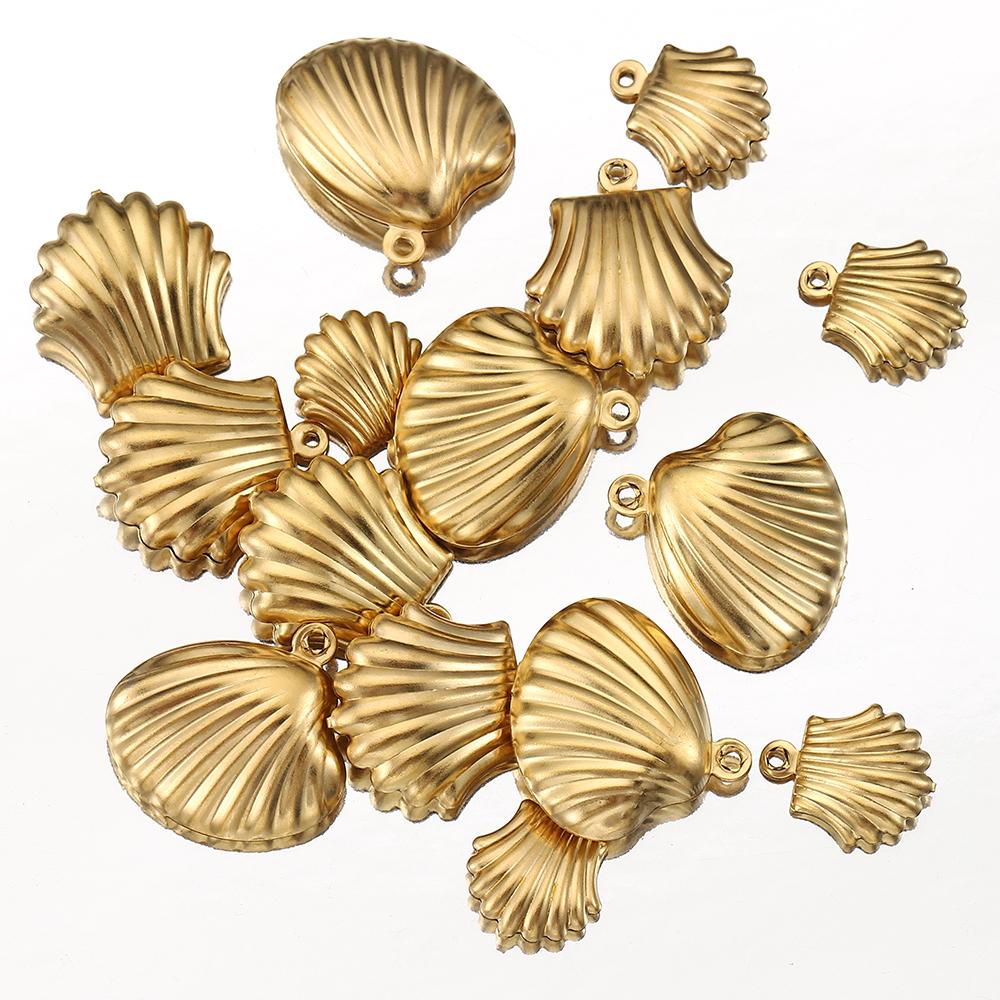 20pcs Stainless Steel Small Shell Charms Gold Plated Pendants for Earrings Jewelry Making DIY Supplies Bulk Wholesale Components