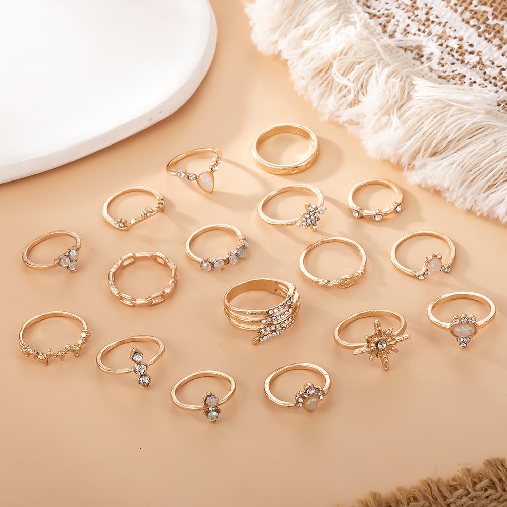 Bohemian Ring 17-piece Dot Diamond Set Women's Ring Jewelry