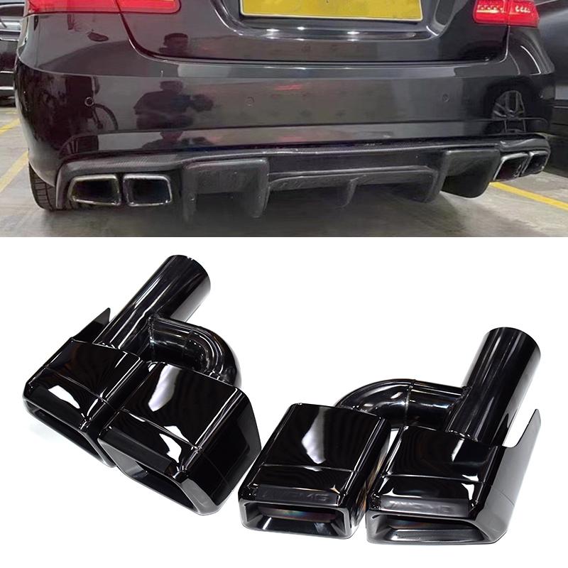 1 pair For Mercedes C-Class W204 E-Class W212 CLS-Class W218 exhaust modifications C63 E63 CLS63 black square quad exhaust tips