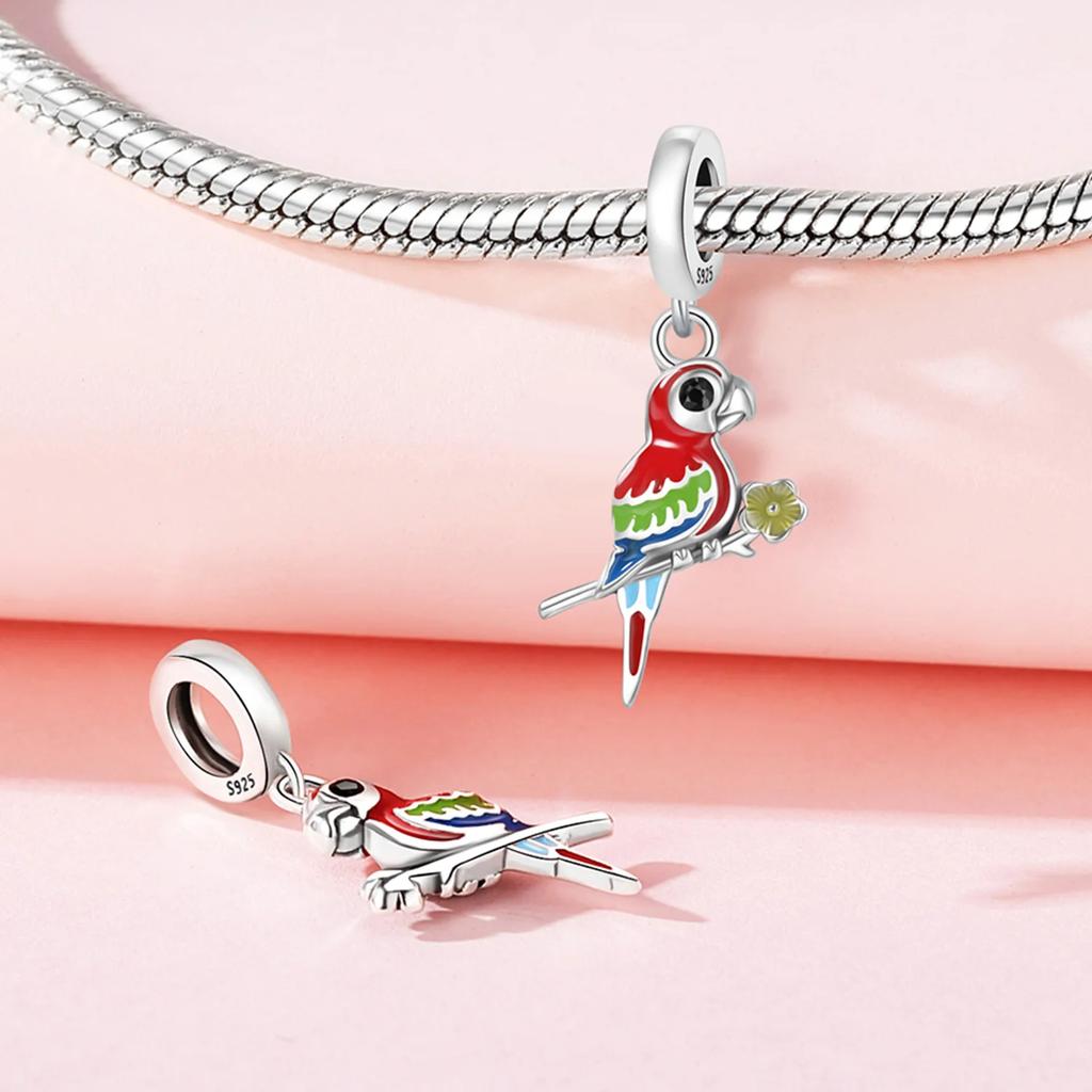 Copper Colorful Phoenix Parrot Owl Charm Pendant Beads Fit Charm Original Bracelet For Women Jewelry Making