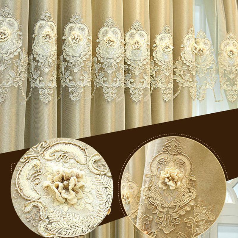 Európai stílusú függönyök sötétítő ruha fonal dombornyomott hímzés nappali hálószoba luxus függönyrúd
