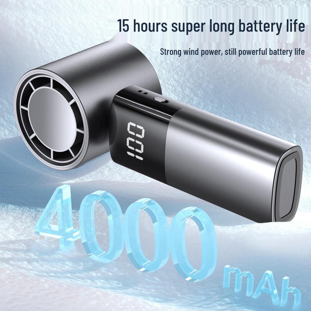 Portable USB Rechargeable Fan with Digital Display and 100-Speed Turbine