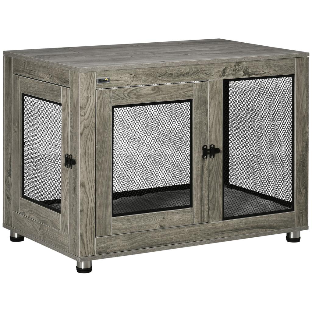 2-in-1 Dog Cage & Side Table, with Two Doors, Cushion, for Large Dogs