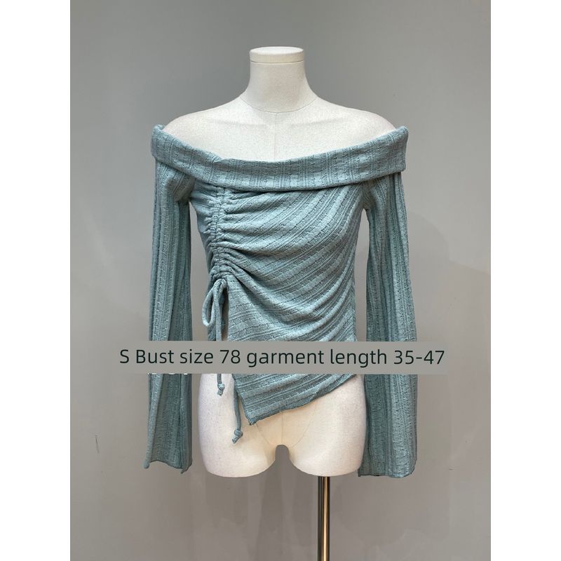 2025 Spring New Arrival Australian Single by Together Fashion off-Shoulder Long Sleeves Knitwear Knitted Dress Female