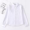 Japanese Style Fashion Pointed Turn Down Collar Blouse Autumn Long Sleeve Shirt With Pocket Women Tops Solid Color Clothes 29876