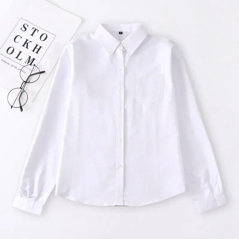 Japanese Style Fashion Pointed Turn Down Collar Blouse Autumn Long Sleeve Shirt With Pocket Women Tops Solid Color Clothes 29876