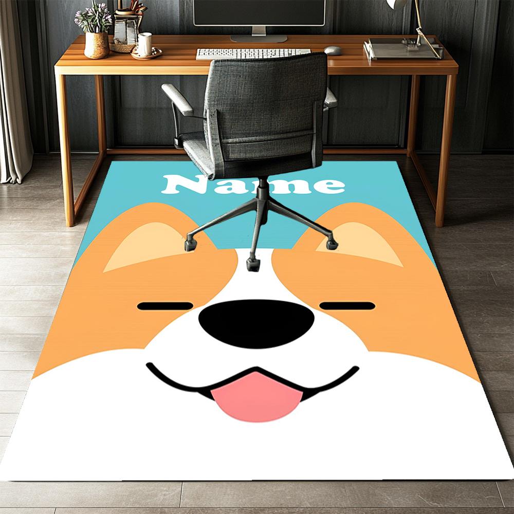 Tappeto Stampato con Nome Personalizzato per Cane, Tappeto per Sedia da Ufficio, Soggiorno, Camera da Letto, Cucina, Decorazioni, Regali.