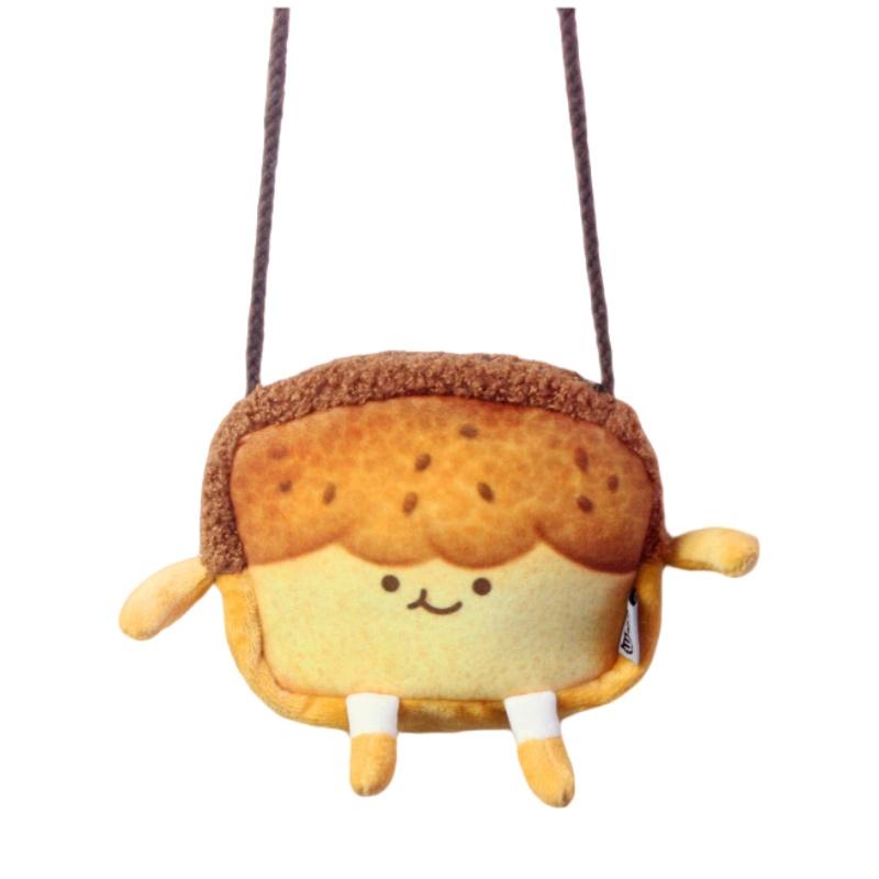 Cartoon Toast Coin Pouch Soft And Trendy Unisex Short Style Polyester Lining Red Bean