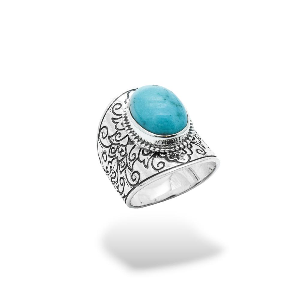 Arizona Turquoise Ring: Handcrafted Sterling Silver Unisex Jewelry