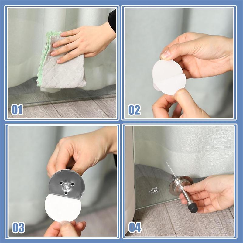 4pcs Stainless Steel Self Adhesive Door Stoppers Rubber Tip Wall Protector Door Catch Door Stop for Home Office