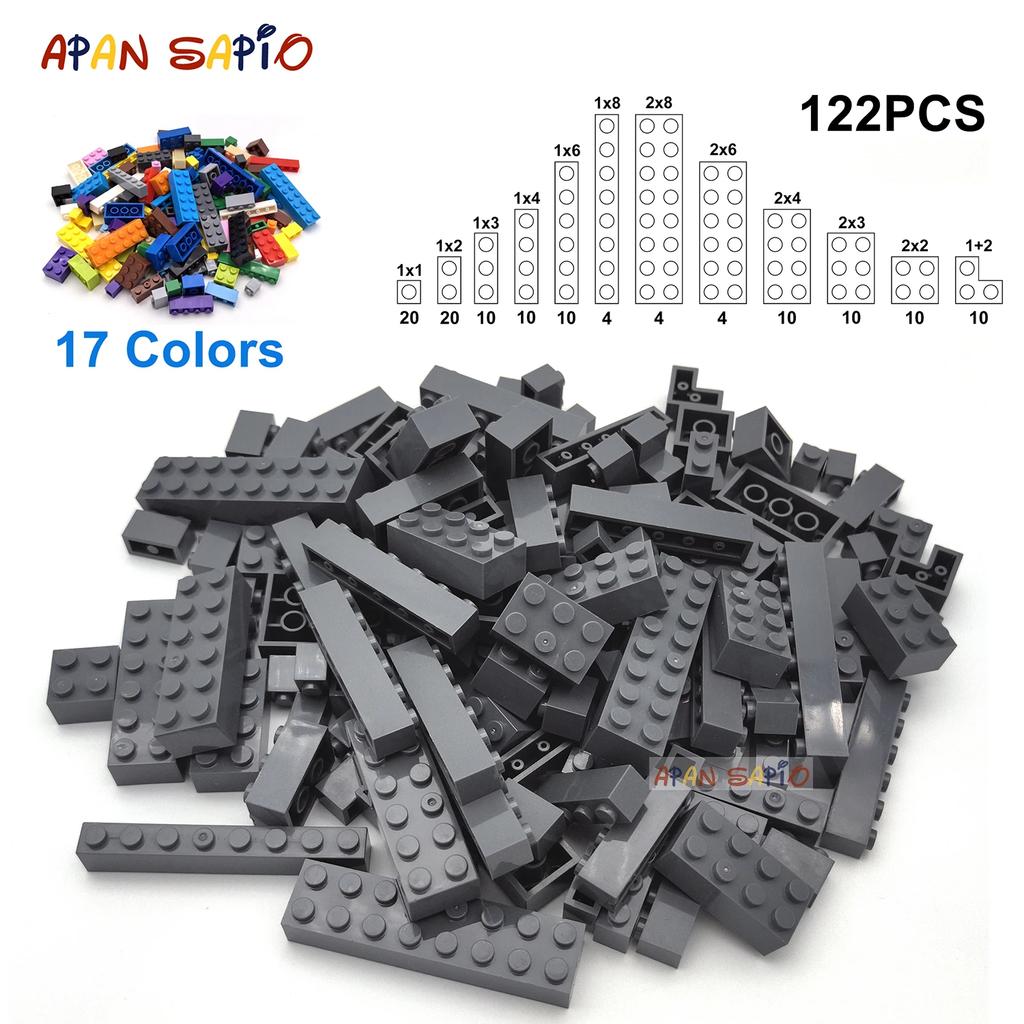 122pcs Thick Figures Bricks 12 Size DIY Building Blocks Educational Creative Size Compatible With 3001 Plastic Toys for Children