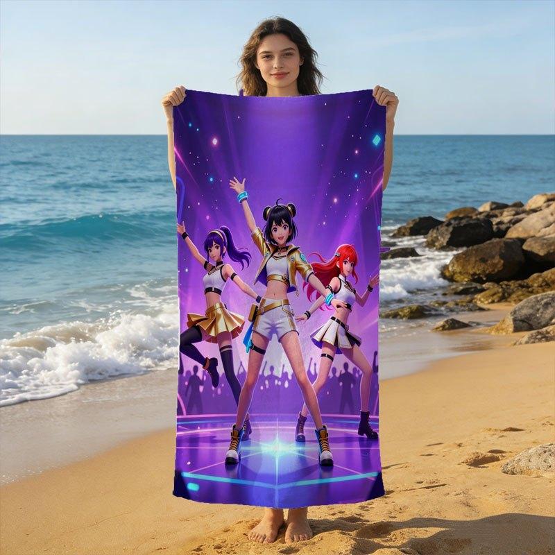 1pz Asciugamano da Spiaggia Ragazza Idol Anime Gruppo Musicale Microfibra Morbido Asciugatura Rapida Asciugamano Sportivo Palestra Asciugamano da Bagno per Bagno Nuoto Esterno
