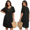 LUVU Black Beach PAREO DRESS Summer Beach BOHO Tunic COVER