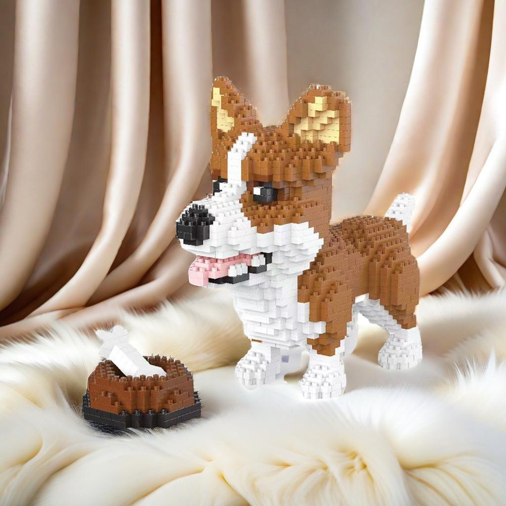 Knew Built Corgi Dog Micro Mini Building Blocks Toys: Adorable Model for Pet Lovers Recreation Perfect Display and Gift Idea