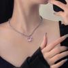 Collier avec Pendentif Cœur Rose pour Femmes Étoile en Cristal Amour Cool Chaîne Clavicule Y2K Bijoux de Fête Accessoires Esthétiques Cadeaux pour Femmes