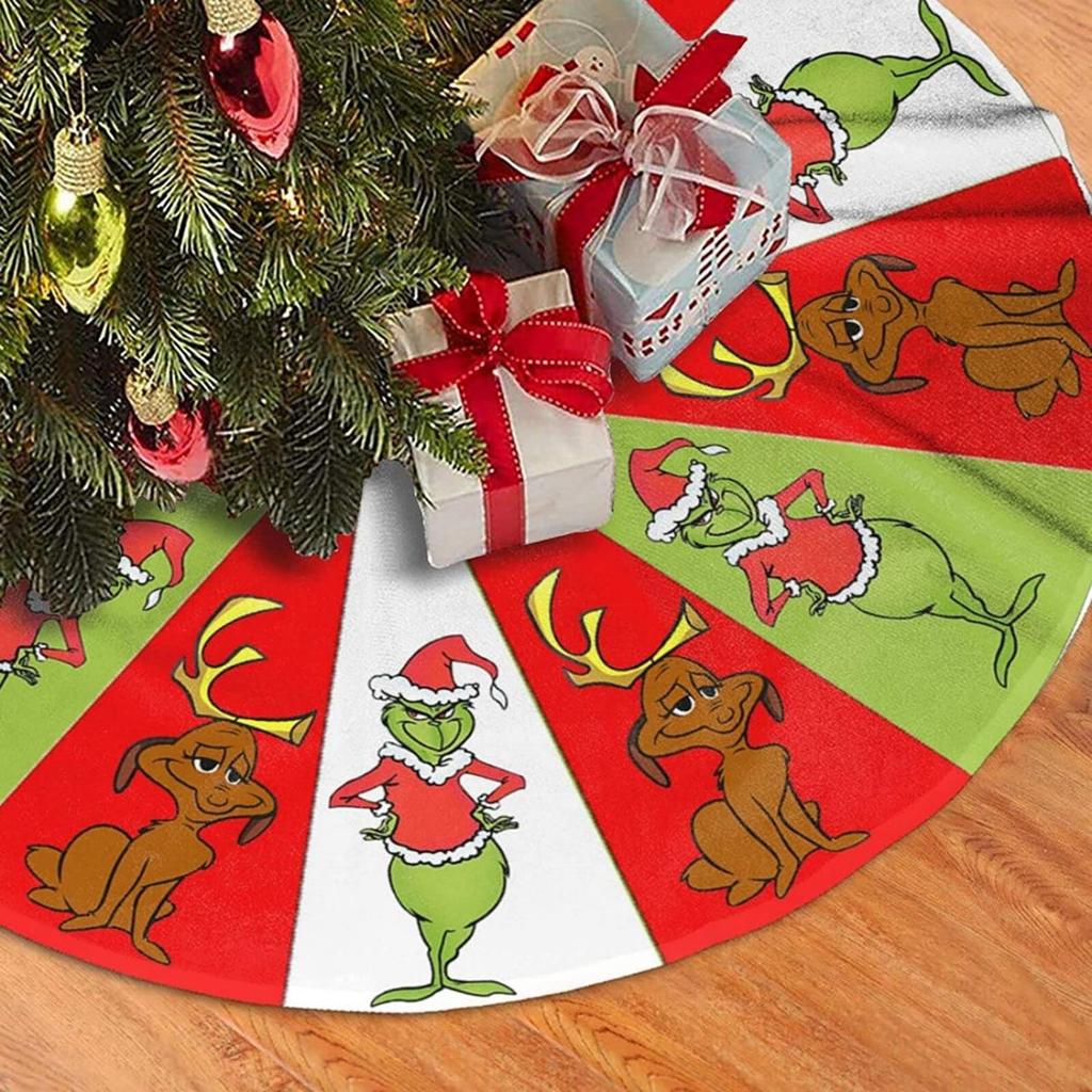 120cm Christmas Cute Floral Tree Skirt Warm Atmosphere Floor Mat Decoration Rug