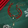 SHIXIN Retro Red Green Crystal Bead Chain Choker Necklace for Women Cute Christmas Tree Snowman Pendant Necklace Jewelry Gifts