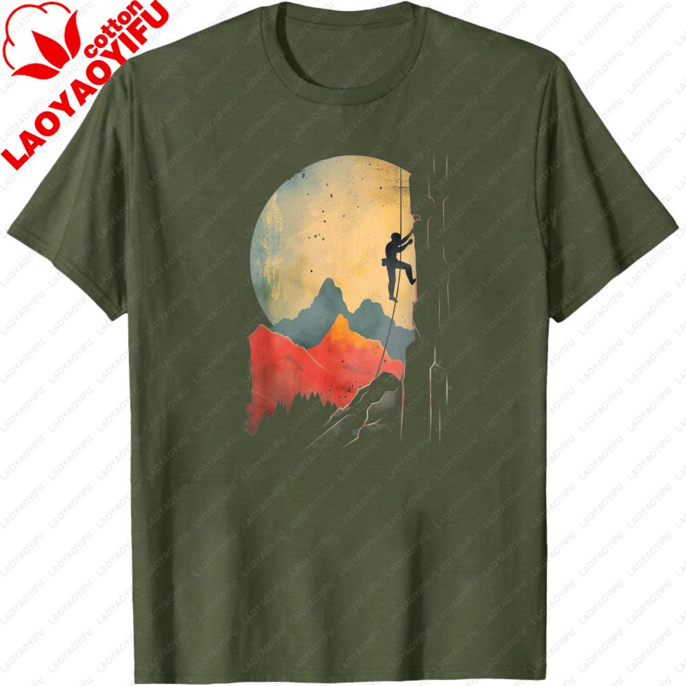 Mountain Climbing Adventure Sunset Landscape Outdoor Sport Gift Top Men TShirt Summer Casual Fashion Short Sleeve Tees