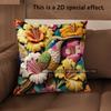 2D Vintage Hummingbird Floral Throw Pillow Covers Pattern Cushion Cover Suitable For Sofa Bedroom Car Pillow Cover