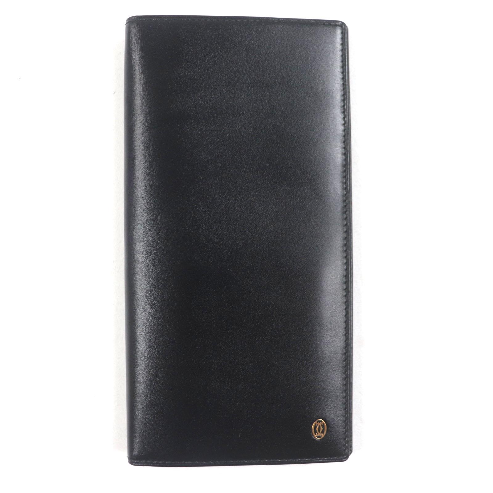 

Cartier Purse Long Wallet Bifold Wallet black leather mens Used