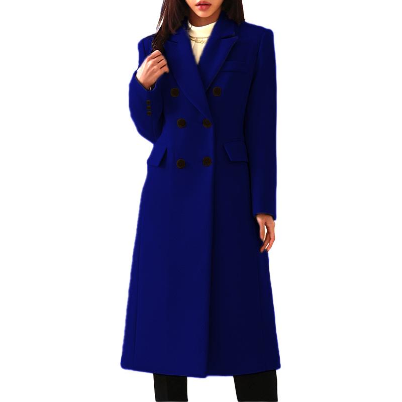 Women's Minimalist Wool Blend Trench Coat - Classic Longline Autumn Winter Overcoat, Knee-Length Tailored Outerwear for Effortless Office To Evening