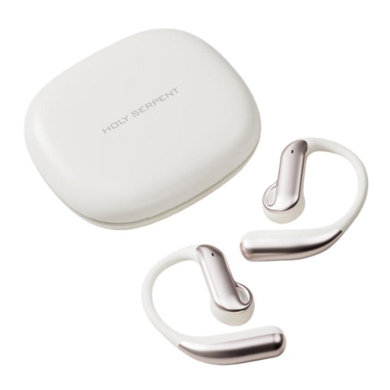 

Holy Serpent Bluetooth Earphones, Over-Ear Style, Wireless Sports Earphones, Open-Style Running Headphones, Bone Conduction Concept, White білий