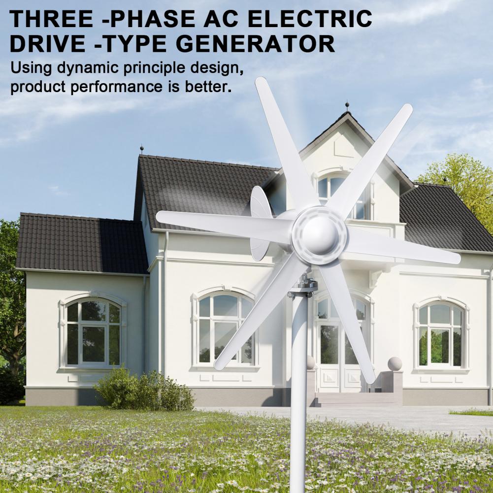 800W 12V/24V Home Wind Turbines Generator, 6-Blade Fan Wind Turbine, Electromagnetic Electricity Wind Power Generator