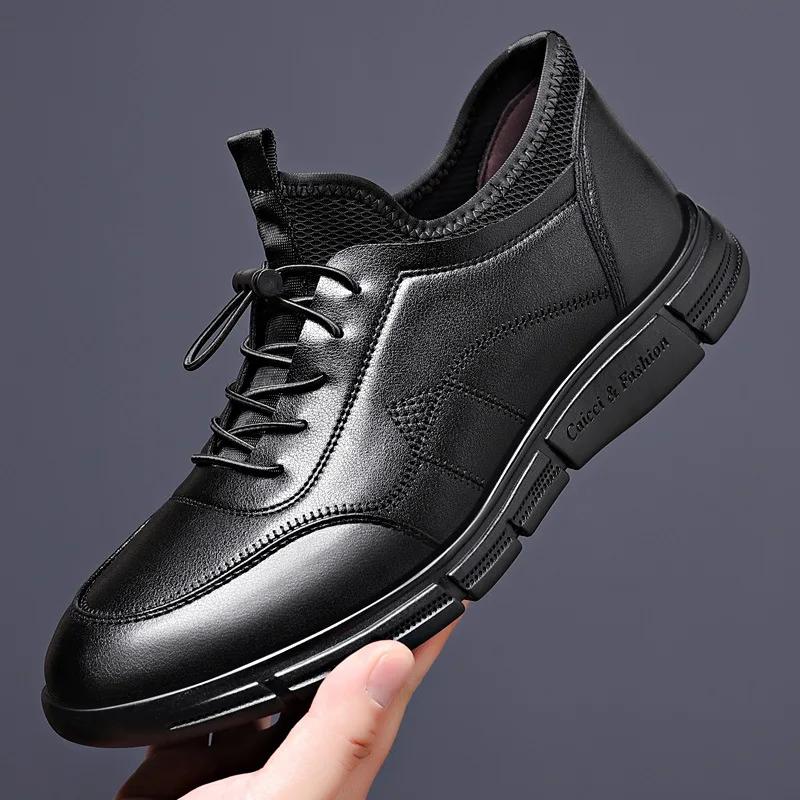 

Модные весенние и осенние новые повседневные мужские туфли британские дышащие мужские деловые туфли повседневные дизайнерские кроссовки для мужчин 38 чёрный