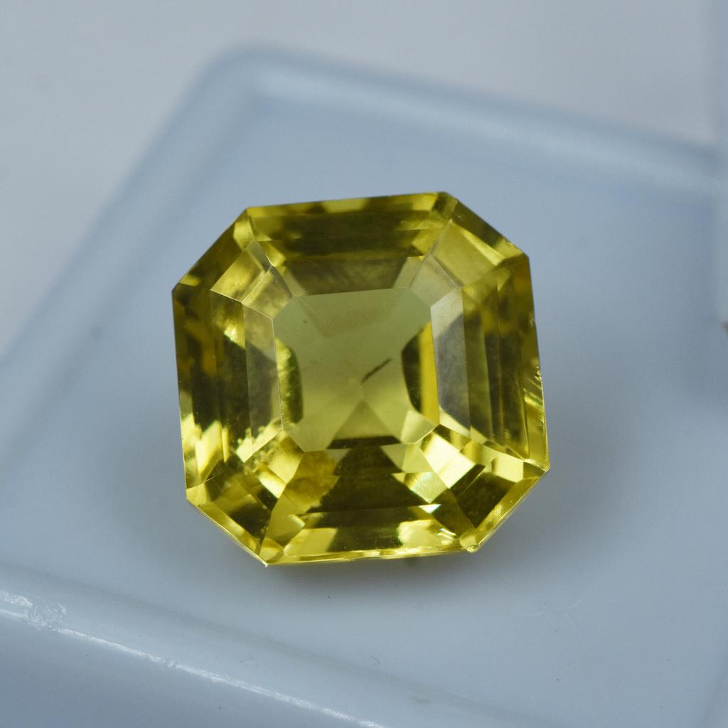 Natural Yellow Sapphire Loose Gemstone Square Shape 10.35 Ct September Birthstone for Jewelry Making