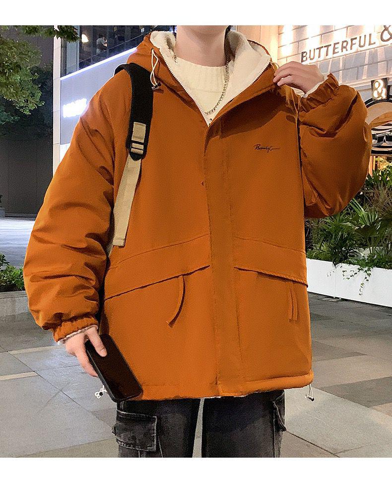 Herren Lammwolle Kapuzenjacke: Beidseitig, Samt gefüttert, Lässige lockere Passform für Herbst/Winter