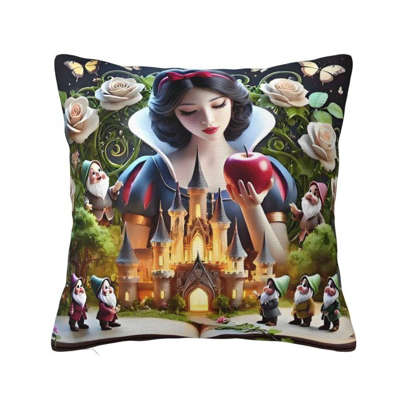 Disney Schneewittchen und die sieben Zwerge Kissenbezug Cartoon Fantasy Film Anime Weiches Luxus-Kissen für Sofa Heimdeko