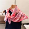 Floral Print Silk Square Scarf Women Neckerchief Female Foulard Headscarf Hijab Bandana Soft Hand Bag Ribbon Decorate Neck Ties