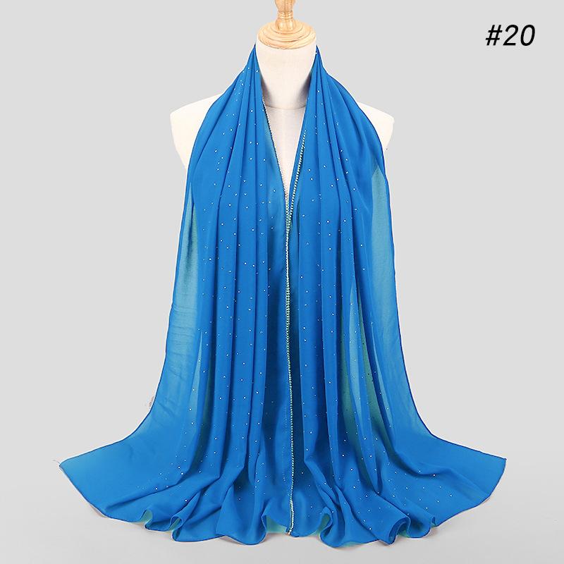 Lain Pearl Bubble Chiffon Diamond Rhinestone Shawl Scarf High Quality Shimmer Beads Headband Wrap Foulard Muslim Hijab Sjaal