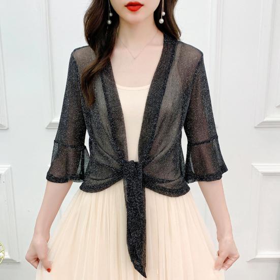 

Шикарный кардиган с тремя четвертями рукава женский летний топ удобная одежда