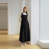 ELLE Solid Color U-Neck Mid-Length Wool Sleeveless Dress Women dresses Black L7WLM025