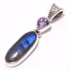 Natural Labradorite,Amethyst 925 Solid Sterling Silver Gift Pendant 1.38" F8K06