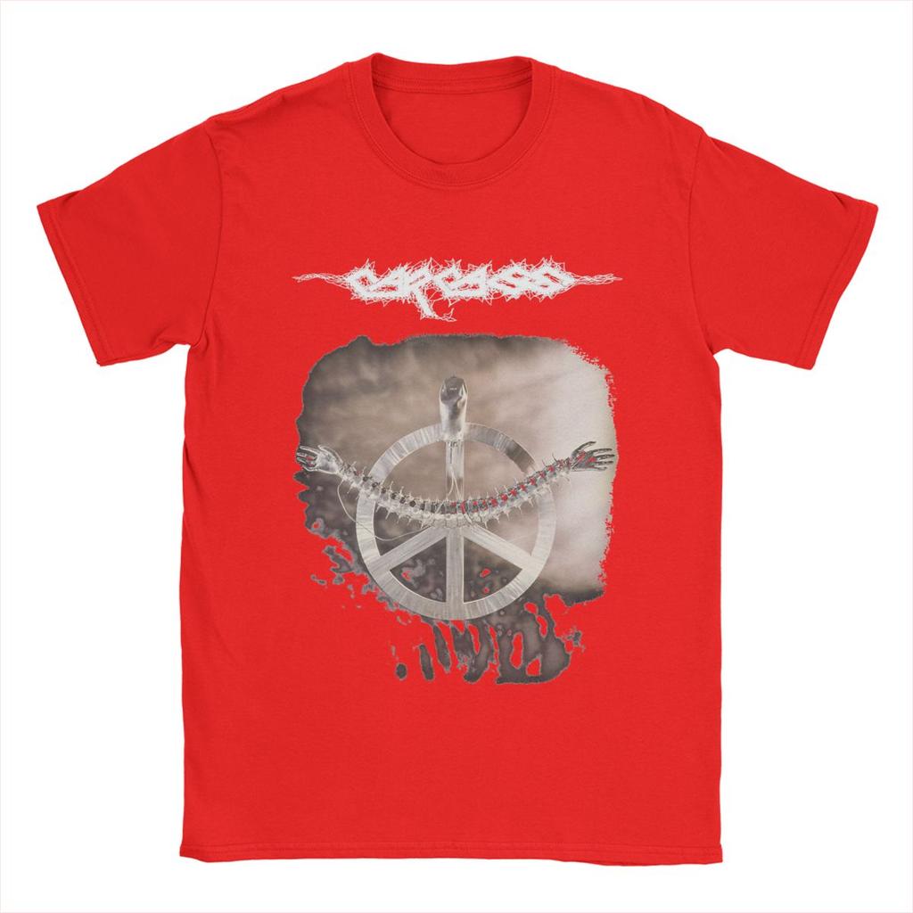 Men's Carcass Heartwork T Shirt 100% Cotton Tops Vintage Short Sleeve Crewneck Tees Printed T-Shirt