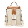 Women's Soft Leather Backpack Color Block Student Schoolbag Tassel Travel Bag