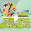 Wooden Clock Model Teaching Aid Learning Clocks With Cards Kindergartner Toy For Game Interaction Time Cognitive