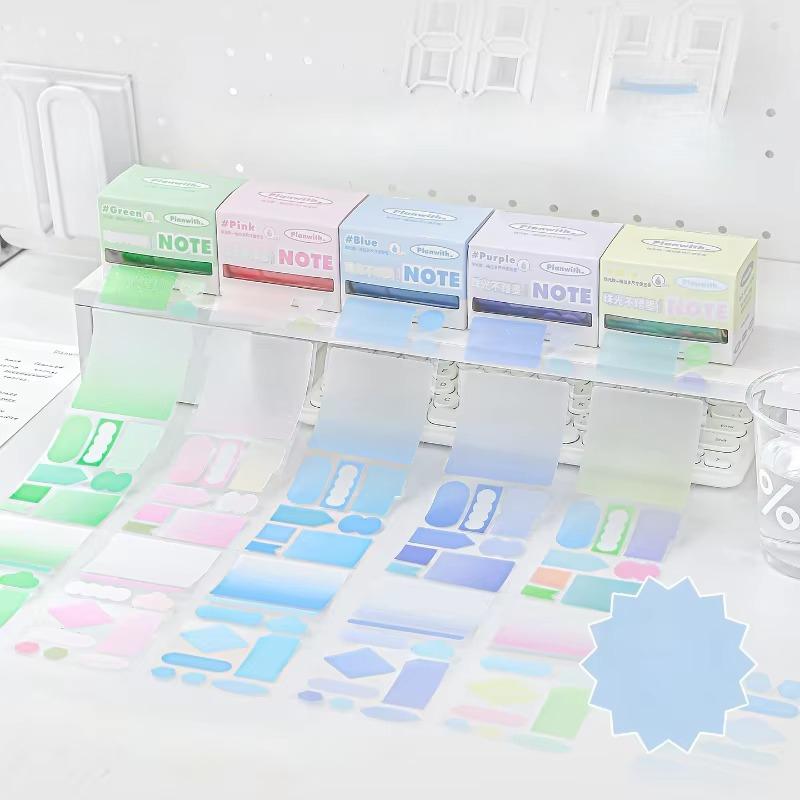 Pearlescent Pull Tab Sticky Notes Waterproof Translucent Study Memo Pads See-Through Reading Highlight Tape Stationery Gifts