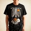 Halloween Skelett Baby Rippenbogen Schwangerschaft Schwangere Kürbis T-Shirt