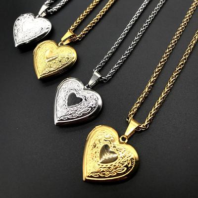 DIY Heart Photo Picture Locket Secret Message Locket Necklace Pendant Vintage Gift For Lover Couples Custom Message