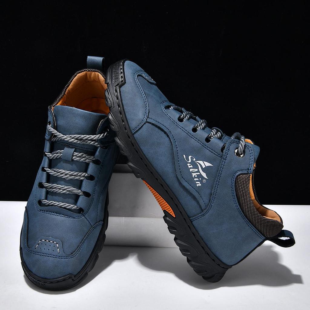 Hand-stitching Leather Men Boots Split Leather Shoes Men Ankle Boots For Men Casual Shoes Large Size Tooling Shoes