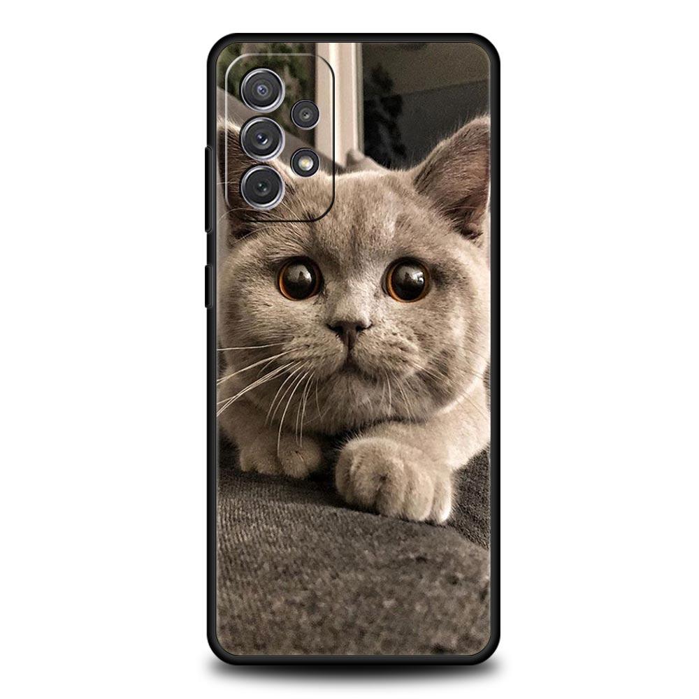 Kawaii Love Cat Phone Case For Samsung Galaxy A17 A07 A55 A35 A25 A15 A05s A33 5G A31 A23 A21s A13 A41 A73 A53 A51 A71 A03 Cover