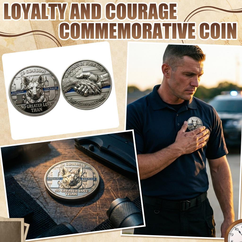 K9 Guardians Loyalty Commemorative Coin - Double-Sided Dog Challenge Coin For Enforcement, K9 Handlers & Supporters | Tribute To Courage And Devotion