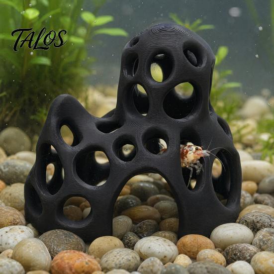 Natural Underwater Landscape 3D Printed Aquarium Shrimp Cave, Hollow Out Fish Tank Shelter, Aquatic Plant Decoration Safe Hideout for Hiding, Resting,