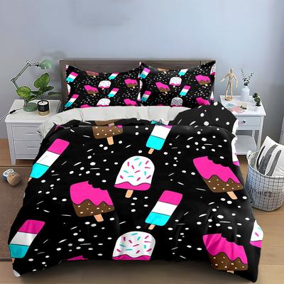 "Ice Cream Theme Decor Set" Bedding Set with 1 Duvet Cover 2 Pillowcases Single Double King Queen, Gift