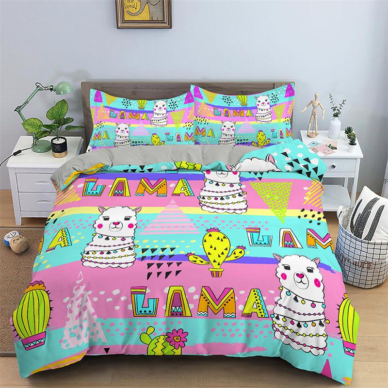 Comforter 3D Unicorn Cartoon Style Bedding Set Luxury Twin Full For Kids Boys Girls Comforter Home Textile