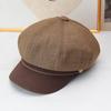 Retro denim splicing octagonal newsboy hat female autumn and winter British beret showing face small casual painter cap tide